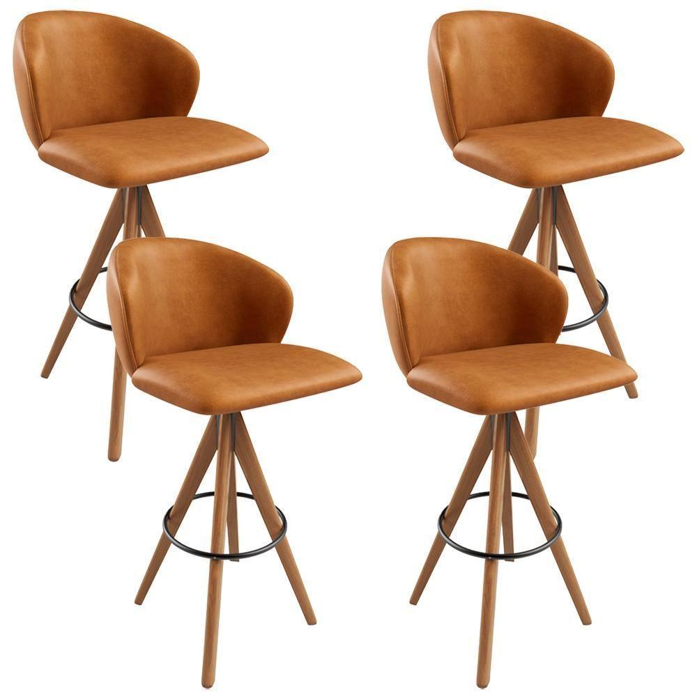 Kit 04 Banquetas Alta Bar Cozinha Sala De Jantar Bar Mia L02 Couríssimo Canela Lyam Decor - 1