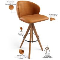 Kit 04 Banquetas Alta Bar Cozinha Sala De Jantar Bar Mia L02 Couríssimo Canela Lyam Decor