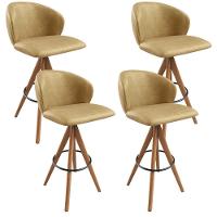 Kit 04 Banquetas Alta Bar Cozinha Sala De Jantar Bar Mia L02 Couríssimo Fendi - Lyam Decor - 1