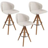 Kit 03 Banquetas Alta Bar Cozinha Sala De Jantar Bar Mia L02 Linho Cru - Lyam Decor - 1