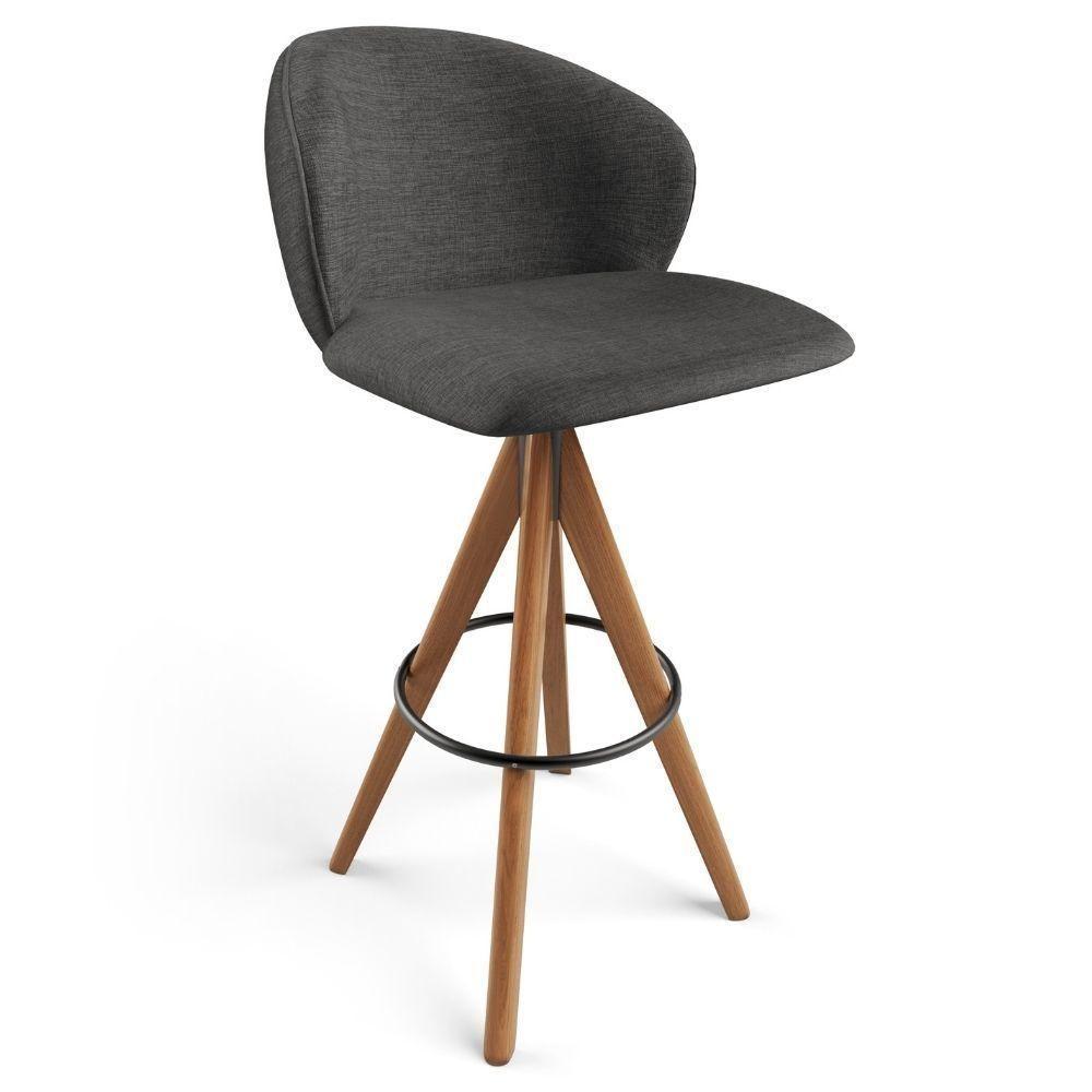 Kit 02 Banquetas Alta Bar Cozinha Sala De Jantar Bar Mia L02 Linho Cinza Escuro - Lyam Decor - 3