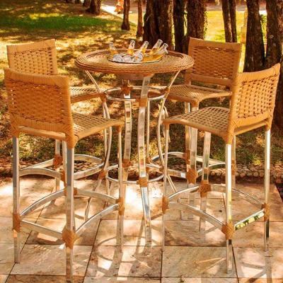 4 Banquetas Madri E Bistrô Com Balde Em Alumínio Trama Argila
