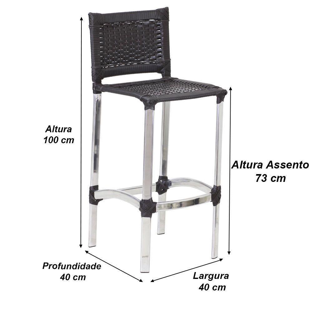 4 Banquetas Madri E Bistrô Com Balde Em Alumínio Trama Preto - 4