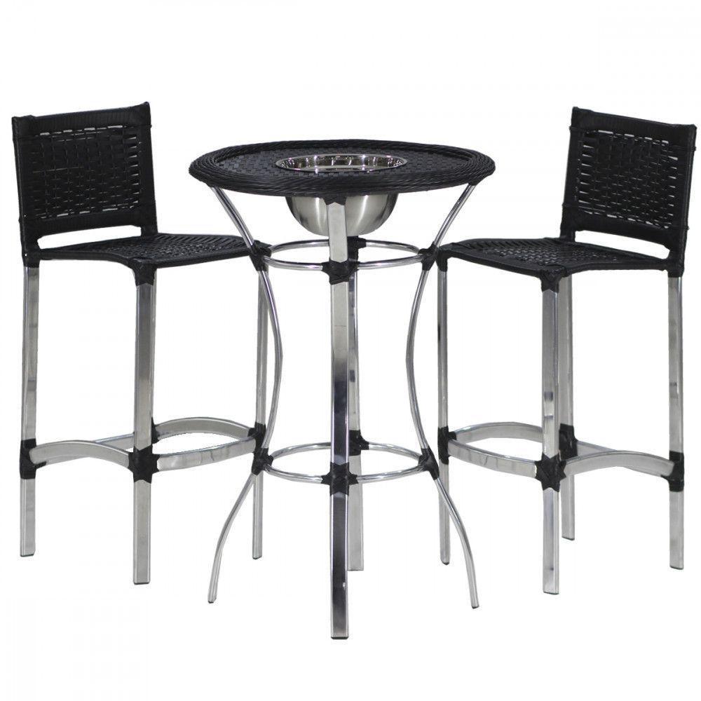 4 Banquetas Madri E Bistrô Com Balde Em Alumínio Trama Preto - 7
