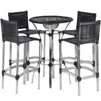 4 Banquetas Madri E Bistrô Com Balde Em Alumínio Trama Preto - 1