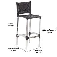 4 Banquetas Madri E Bistrô Com Balde Em Alumínio Trama Preto