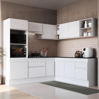 Cozinha Completa de Canto Modulada 7 Peças Mp2249 11 Portas 2 Gavetas MDP Branco