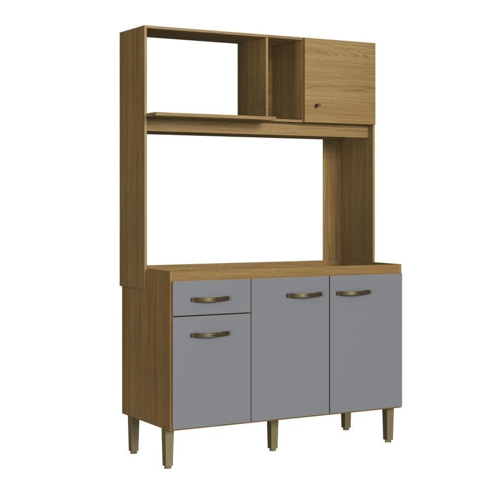 Cozinha Compacta 120cm 4 Portas E 1 Gaveta CO1202 Decibal Ipê Griseo - 2