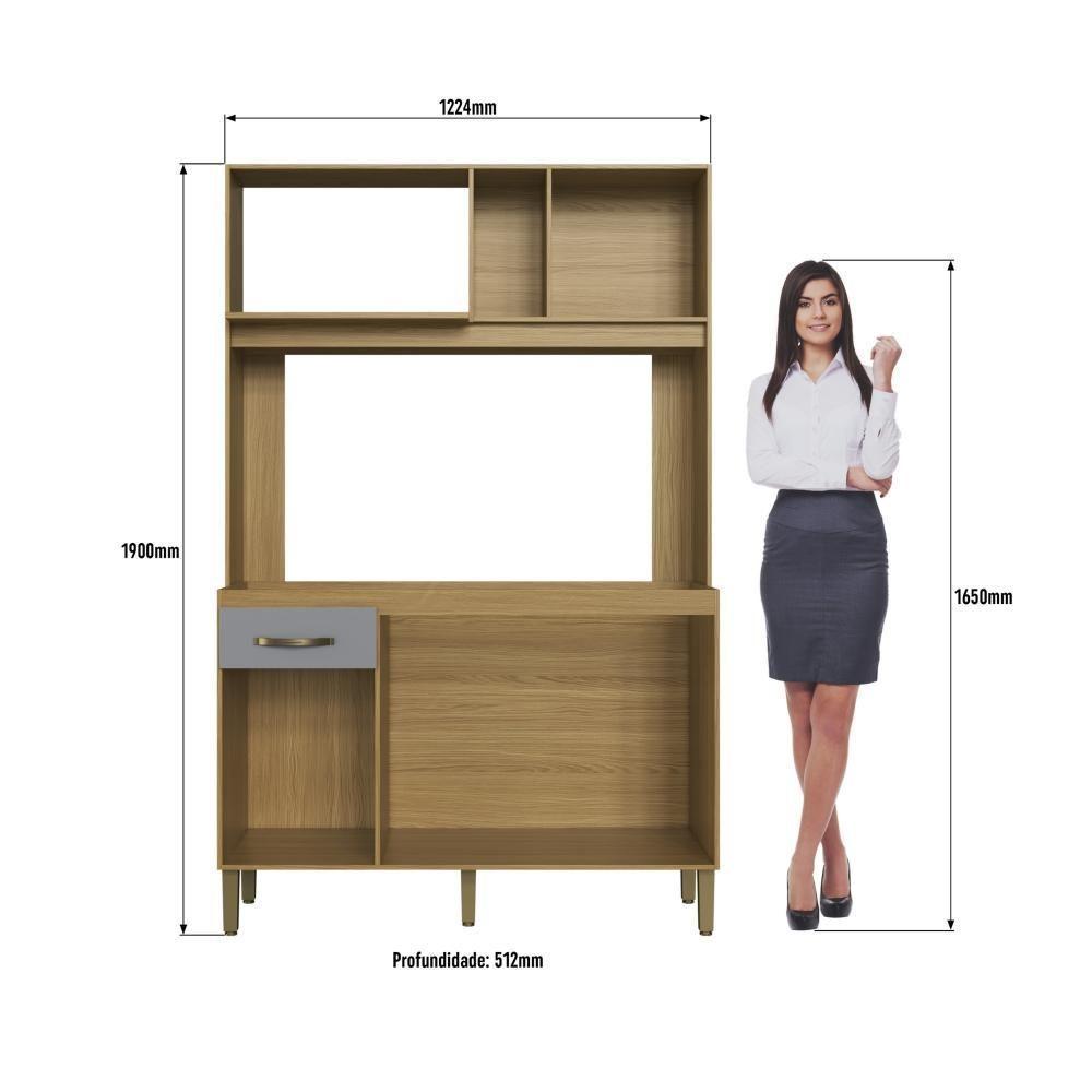 Cozinha Compacta 120cm 4 Portas E 1 Gaveta CO1202 Decibal Ipê Griseo - 6