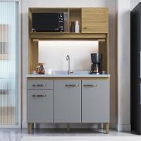 Cozinha Compacta 120cm 4 Portas E 1 Gaveta CO1202 Decibal Ipê Griseo - 1