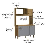 Cozinha Compacta 120cm 4 Portas E 1 Gaveta CO1202 Decibal Ipê Griseo