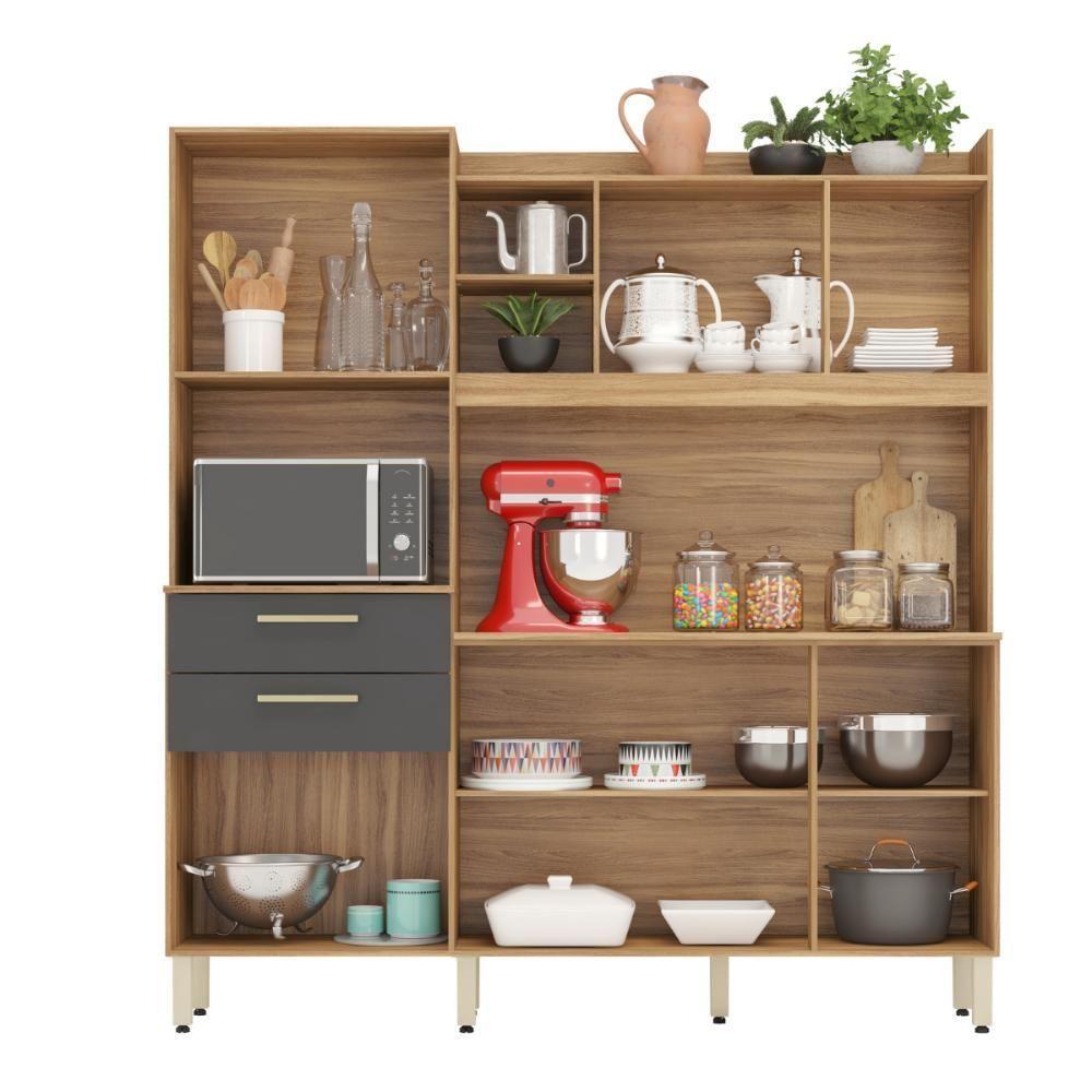 Kit Cozinha Martina 6 Portas 2 Gavetas Safira Amendola Touch Grafito - 4