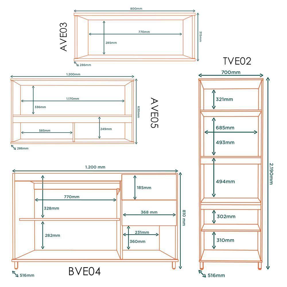 Cozinha Modulada 4 Pecas 270 Cm Vera Marrocos Off White Mxm - 4