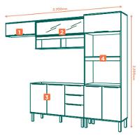 Cozinha Modulada 4 Pecas 270 Cm Vera Marrocos Off White Mxm - 3