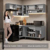 Armário De Cozinha Completa De Canto 325cm Nice Madesa 04 Cinza - 5
