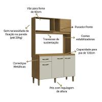 Cozinha Compacta 120cm 4 Portas E 1 Gaveta CO1202 Decibal Ipê Cristalo