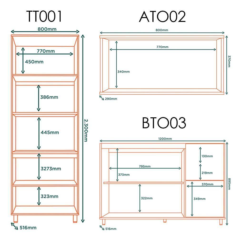 Cozinha Modulada 05 Pecas Mdf 280 Cm Tosc Freijo Nero Mxm Freijo Nero - 4