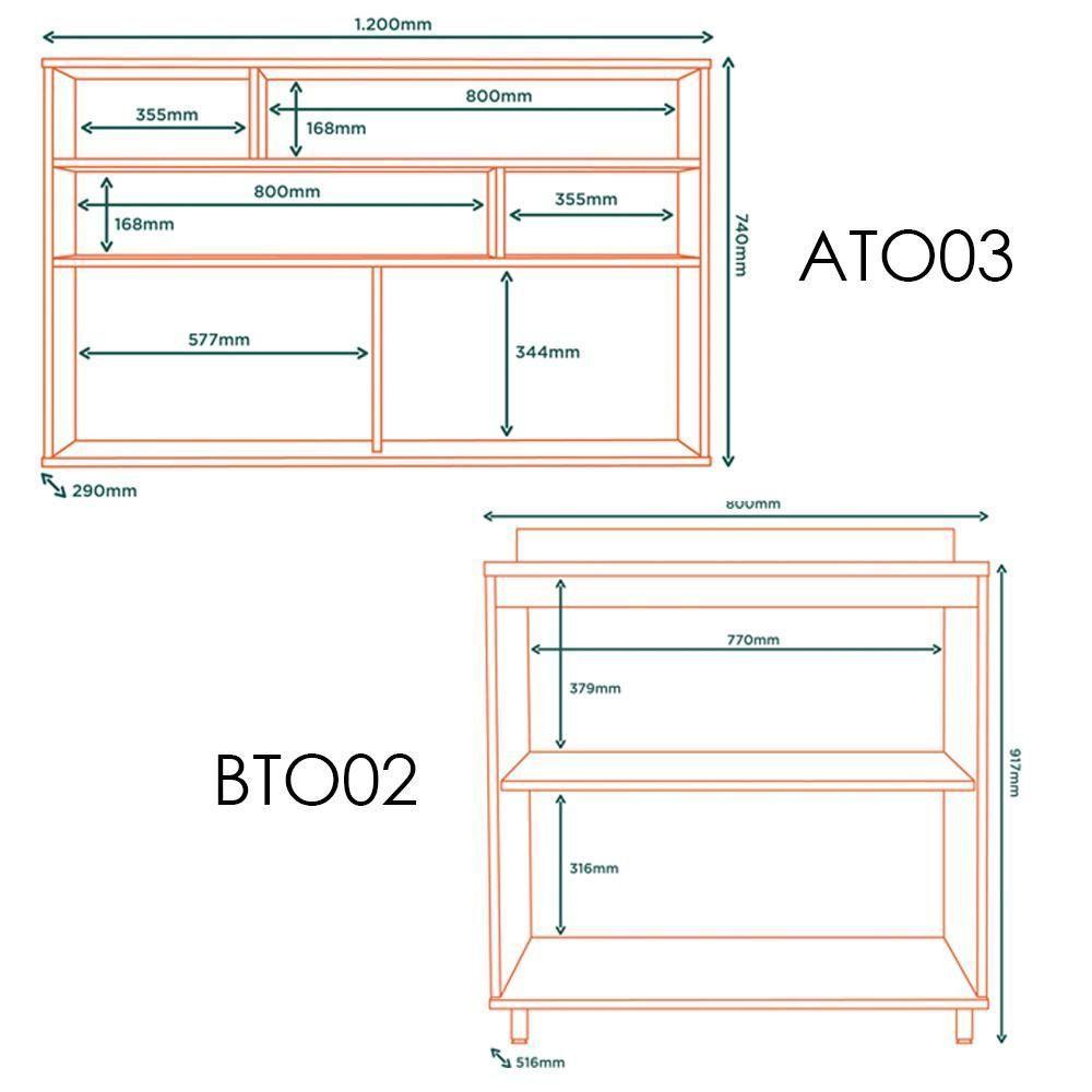 Cozinha Modulada 05 Pecas Mdf 280 Cm Tosc Freijo Nero Mxm Freijo Nero - 5