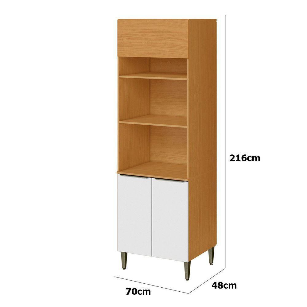 Paneleiro 100% Mdf 3 Portas Com Nicho Para Microondas Luna Cinamomo/branco - 3