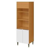 Paneleiro 100% Mdf 3 Portas Com Nicho Para Microondas Luna Cinamomo/branco - 1