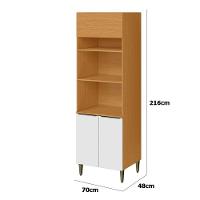 Paneleiro 100% Mdf 3 Portas Com Nicho Para Microondas Luna Cinamomo/branco - 3