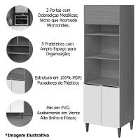 Paneleiro 100% Mdf 3 Portas Com Nicho Para Microondas Luna Cinamomo/branco