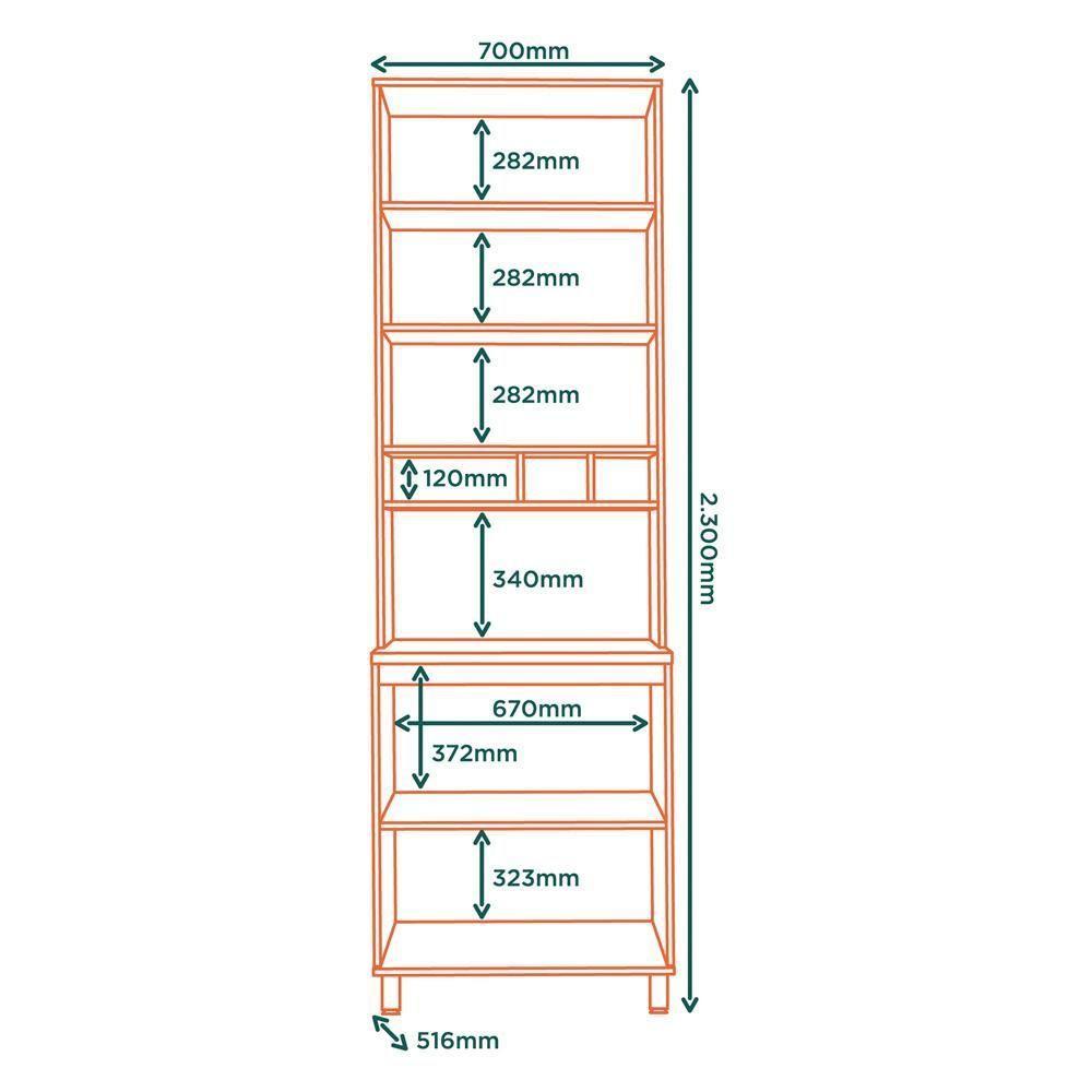 Paneleiro 4 Portas Mdf 70 Cm Tosc Pto01 Freijo Off White Mxm Freijo Off White - 4