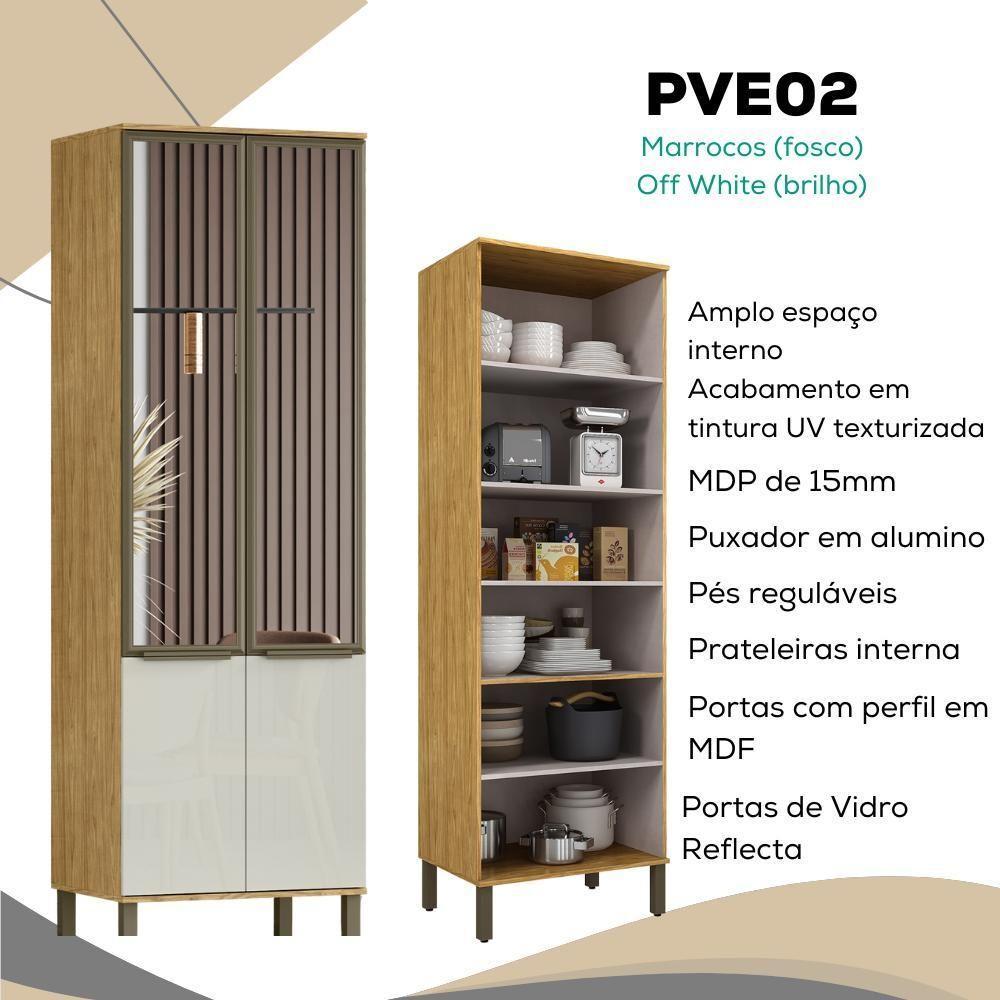 Paneleiro 2 Portas Vidro 70 Cm Vera Pve03 Marrocos Off White Mxm - 4
