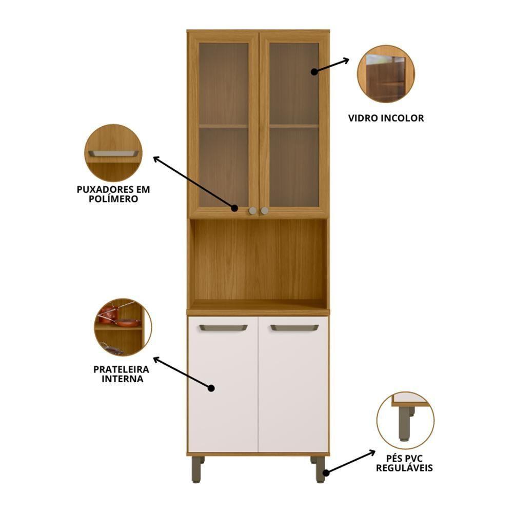Paneleiro 4p Vidro 228x70 Cm Cria J00156 Freijo Off White Pln Freijo Off White - 3