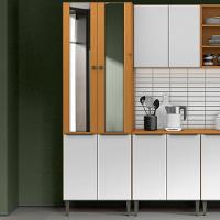 Paneleiro 4 Portas 100% Mdf Com Vidro E 4 Prateleiras Luna Cinamomo/branco - 4