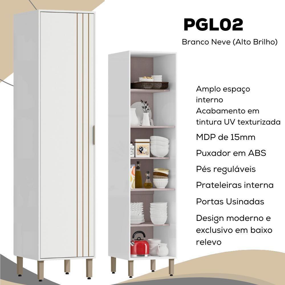 Paneleiro 1 Porta Ripada 49 Cm Mdp Glor Pgl02 Branco Neve Mxm - 7