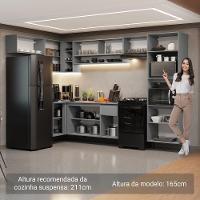Armário De Cozinha Completa De Canto Suspenso 465cm Nice Madesa 07 Cinza - 5