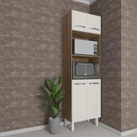 Armário Torre Quente Paneleiro De Cozinha 4 Portas E 2 Nichos Para Forno E Microondas Luna E Off White - 7