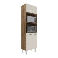 Armário Torre Quente Paneleiro De Cozinha 4 Portas E 2 Nichos Para Forno E Microondas Luna E Off White - 9