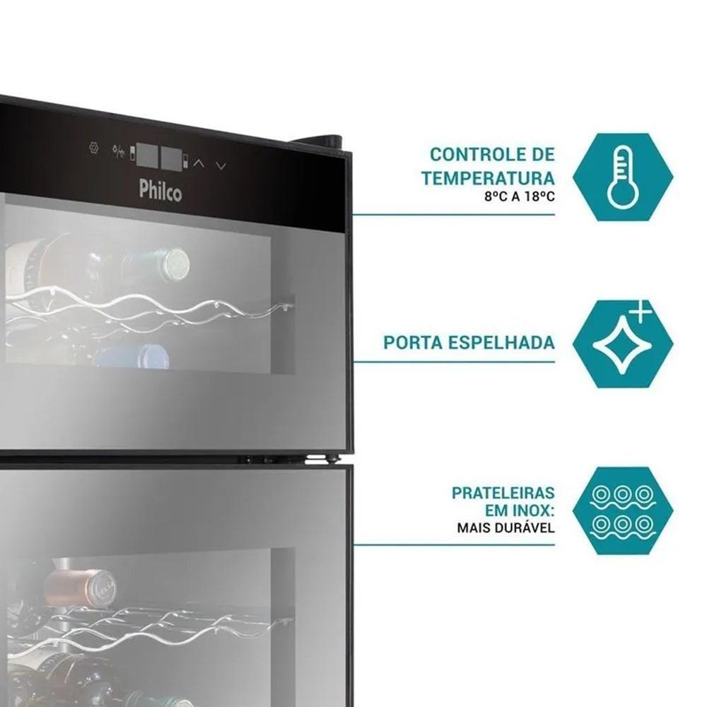 Adega Philco 69 Litros Display Digital 24 Garrafas Preto PAD24DZ Bivolt - 4