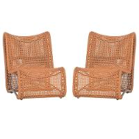 2 Poltronas Texas Em Alumínio Fendi Corda Náutica Trama Terra Cota - 1