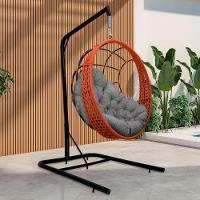 Cadeira Balanço Ninho Suspenso Em Corda Náutica Luxo Com Suporte Ocre-cinza - 1