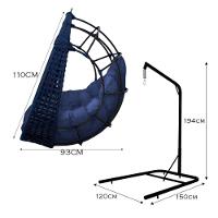 Cadeira Balanço Ninho Suspenso Em Corda Náutica Luxo Com Suporte Azul-azul - 3