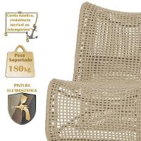 3 Poltronas E Mesa Texas Alumínio Fendi Corda Náutica Trama Rami