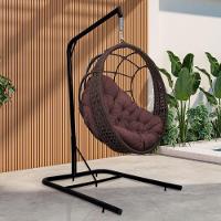 Cadeira Balanço Ninho Suspenso Em Corda Náutica Luxo Com Suporte Marrom - 1