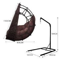 Cadeira Balanço Ninho Suspenso Em Corda Náutica Luxo Com Suporte Marrom - 3