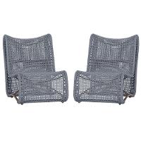 2 Poltronas Texas Em Alumínio Marrom Corda Náutica Trama Prata - 1