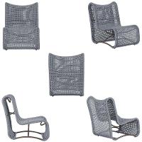 2 Poltronas Texas Em Alumínio Marrom Corda Náutica Trama Prata - 3