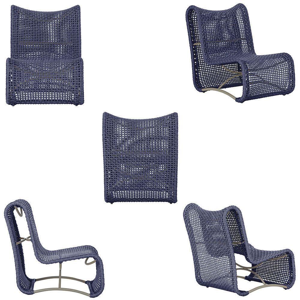 1 Poltrona E Mesa Texas Alumínio Fendi Corda Náutica Trama Azul - 5