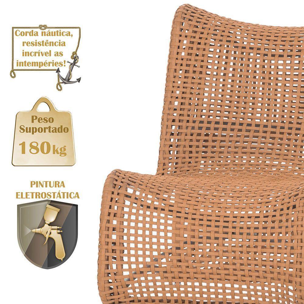 3 Poltronas E Mesa Texas Alumínio Fendi Corda Náutica Trama Terra Cota - 4