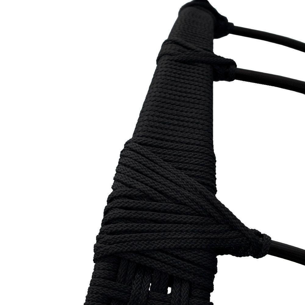 Cadeira Balanço Ninho Suspenso Em Corda Náutica Luxo Com Suporte Preto - 5