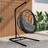 Cadeira Balanço Ninho Suspenso Em Corda Náutica Luxo Com Suporte Marrom-cinza - 1