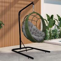 Cadeira Balanço Ninho Suspenso Em Corda Náutica Luxo Com Suporte Verde-cinza - 1