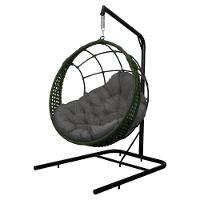 Cadeira Balanço Ninho Suspenso Em Corda Náutica Luxo Com Suporte Verde-cinza - 2