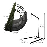 Cadeira Balanço Ninho Suspenso Em Corda Náutica Luxo Com Suporte Verde-cinza - 3